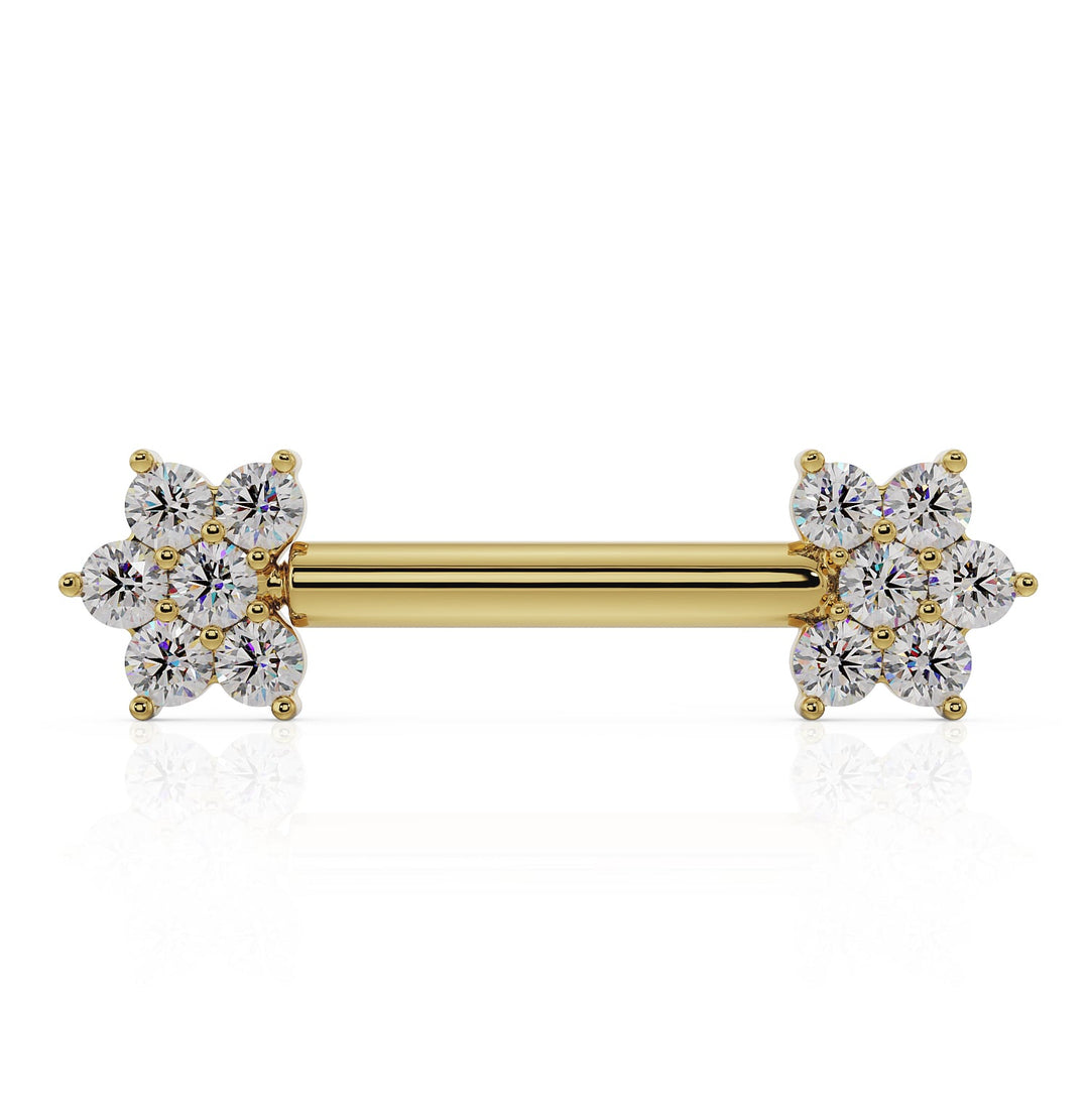 CZ Flower Nipple Barbell