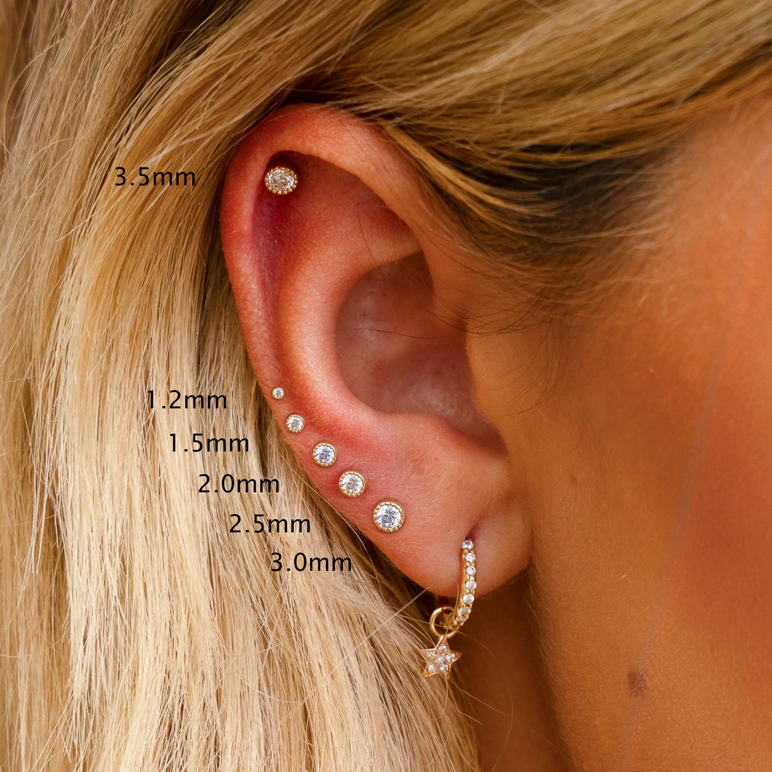 Diamond Perlage Stud 14K Gold Earring