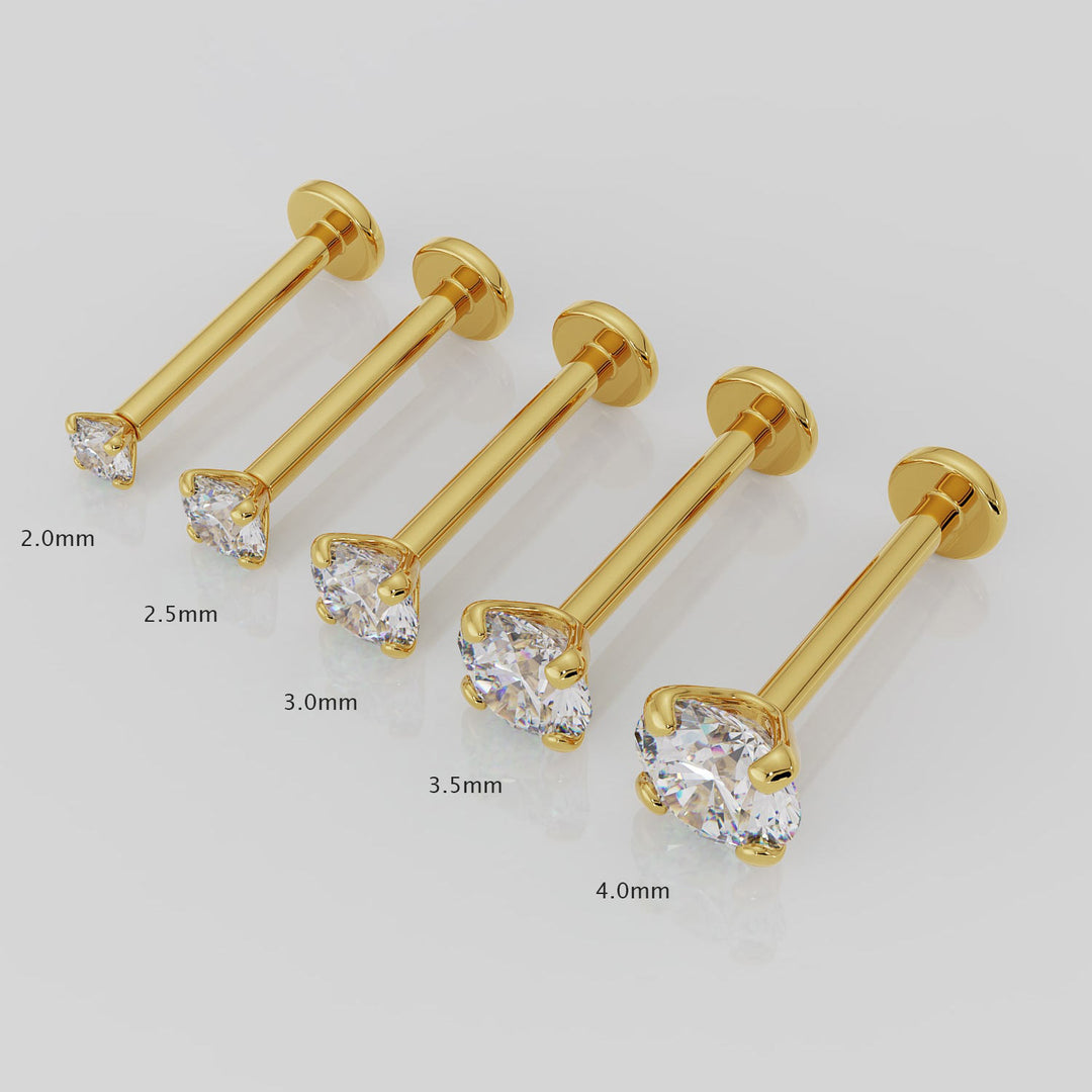 2.5mm Diamond Low-Set Prong 14k Gold Flat Back Stud