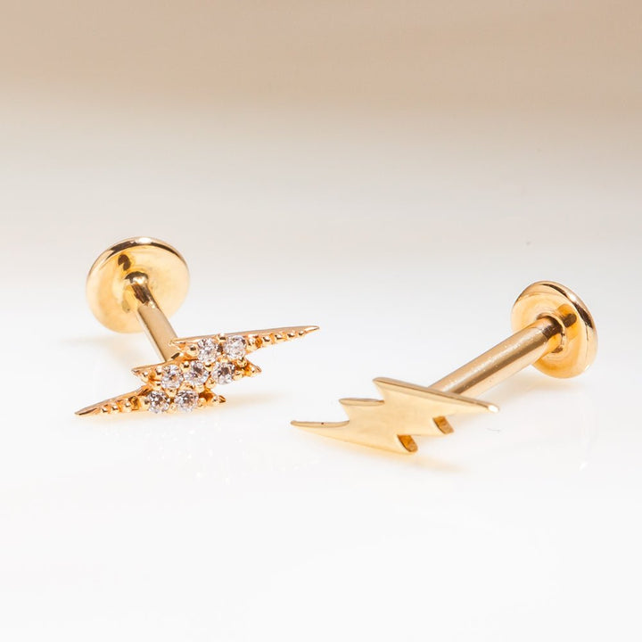 Diamond Lightning Bolt Piercing Stud End