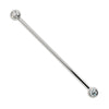 14k white gold diamond bezel industrial barbell with two round bezel-set diamonds, front view