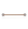 14k rose gold industrial barbell with cubic zirconia flower ends, straight front view