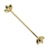 14k yellow gold lotus industrial barbell with rope-edged petal ends, front view