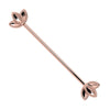 14k rose gold lotus industrial barbell with rope-edged petal ends, front view