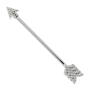 Diamond Pavé Arrow Industrial Barbell in 14k white gold
