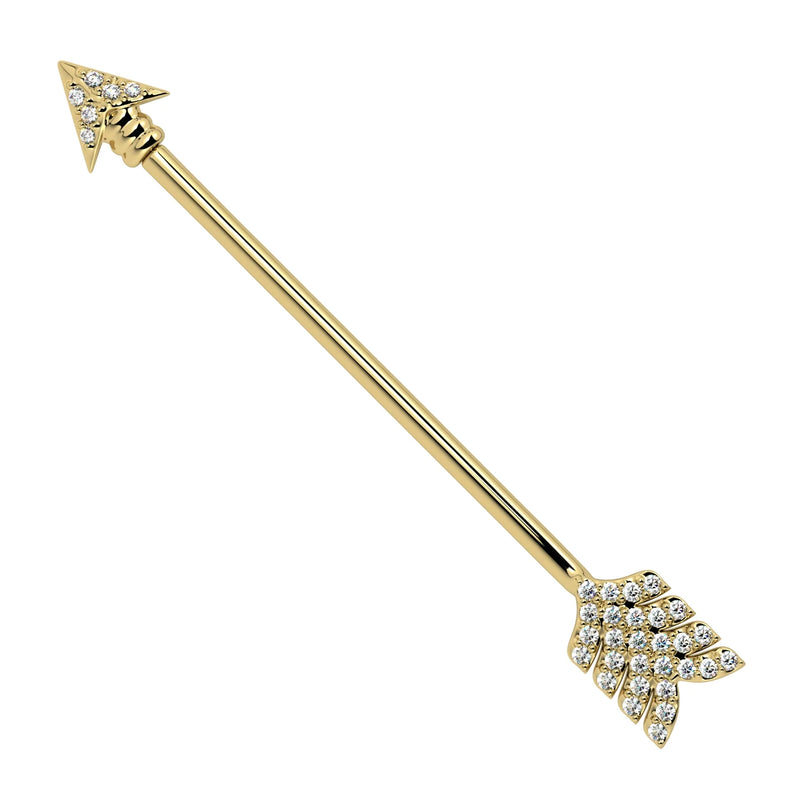 Diamond Pave Arrow Industrial Barbell