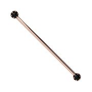 Reina Rose Cut Black Diamond Industrial Barbell in 14K Rose Gold with crown-set Rose Cut Black Diamond - for ear industrial piercings