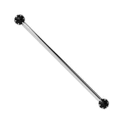 Reina Rose Cut Black Diamond Industrial Barbell in 14K White Gold with crown-set Rose Cut Black Diamond - for ear industrial piercings