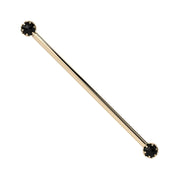 Reina Rose Cut Black Diamond Industrial Barbell in 14K Yellow Gold with crown-set Rose Cut Black Diamond - for ear industrial piercings