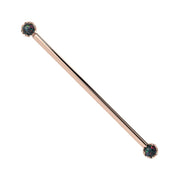 Reina Black Opal Industrial Barbell in 14K Rose Gold with crown-set Black Opal - for ear industrial piercings