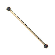 Reina Black Opal Industrial Barbell in 14K Yellow Gold with crown-set Black Opal - for ear industrial piercings