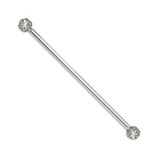Reina Rose Cut Diamond Industrial Barbell in 14K White Gold with crown-set Rose Cut Diamond - for ear industrial piercings