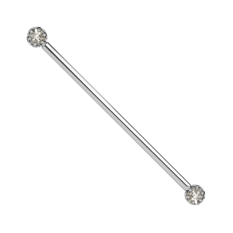 Reina Rose Cut Diamond Industrial Barbell in 14K White Gold with crown-set Rose Cut Diamond - for ear industrial piercings