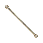 Reina Rose Cut Diamond Industrial Barbell in 14K Yellow Gold with crown-set Rose Cut Diamond - for ear industrial piercings