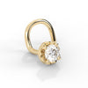 14k yellow gold illusion VS1 diamond nose ring hoop-style end only view, showing circular post shape