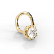 14k yellow gold illusion VS1 diamond nose ring hoop-style end only view, showing circular post shape