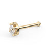 14k yellow gold illusion VS1 diamond nose bone stud, angled view showing ball-end straight post