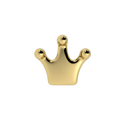 Direct front view of 14k yellow gold crown charm end, showing sculpted points and ball-tip details