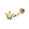 14k yellow gold crown flat back stud separated from backing, showing threadless push-pin post connection