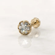 3mm Reina Rose Cut Diamond Flat Back Stud in 14K Yellow Gold with crown-set Rose Cut Diamond - for cartilage, helix, tragus, and lobe piercings