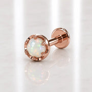 Reina Ethiopian Opal Nose Ring in 14K Rose Gold with crown-set Ethiopian Opal - for nostril piercings