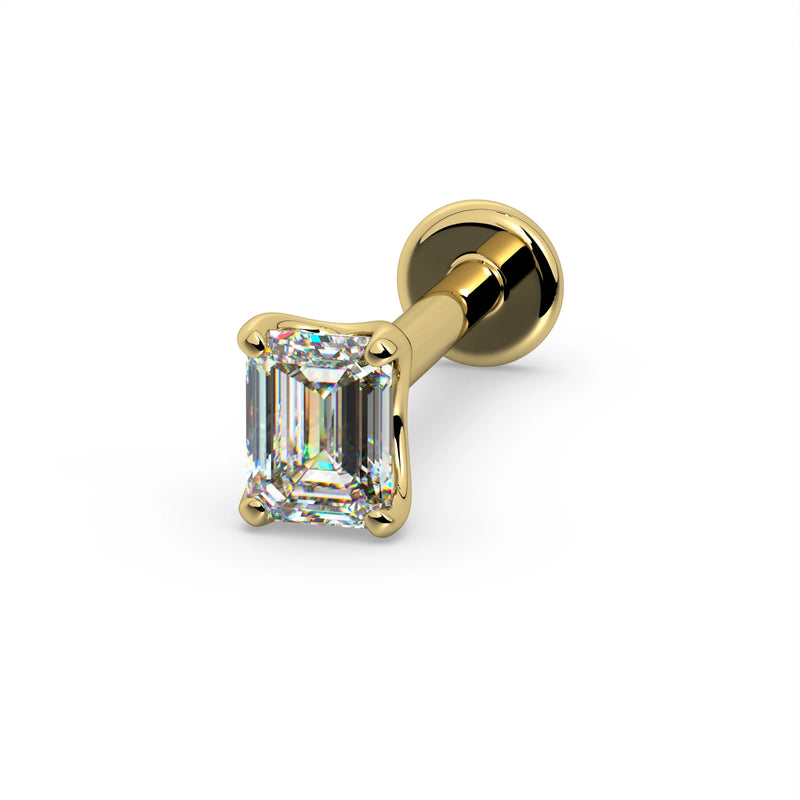 3mm Emerald-Cut Diamond Flat Back Stud