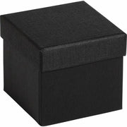 Black textured gift carton outer box closed, front view for luxurious jewelry presentation