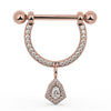 14K Rose Gold Large Aria Diamond Halo Dangle Nipple Ring