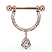 14K Rose Gold Large Aria Diamond Halo Dangle Nipple Ring