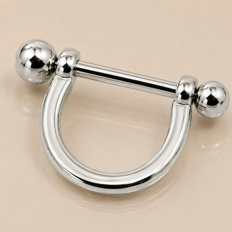 14K White Gold Stirrup Nipple Ring
