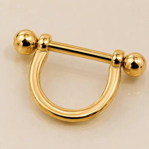 14K Yellow Gold Stirrup Nipple Ring