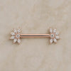 Jasmine nipple barbell in 14k rose gold - for nipple piercings