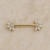 Jasmine nipple barbell in 14k yellow gold - for nipple piercings