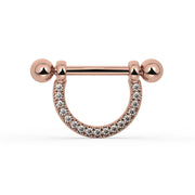 14K Rose Gold Small Diamond Pavé Stirrup Nipple Ring