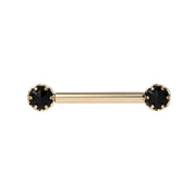 Reina Rose Cut Black Diamond Nipple Barbell in 14K Yellow Gold with crown-set Rose Cut Black Diamond - for nipple piercings