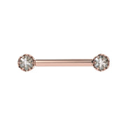 Reina Rose Cut Diamond Nipple Barbell in 14K Rose Gold with crown-set Rose Cut Diamond - for nipple piercings