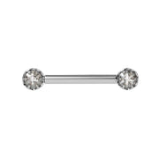 Reina Rose Cut Diamond Nipple Barbell in 14K White Gold with crown-set Rose Cut Diamond - for nipple piercings