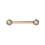 Reina Rose Cut Diamond Nipple Barbell in 14K Yellow Gold with crown-set Rose Cut Diamond - for nipple piercings