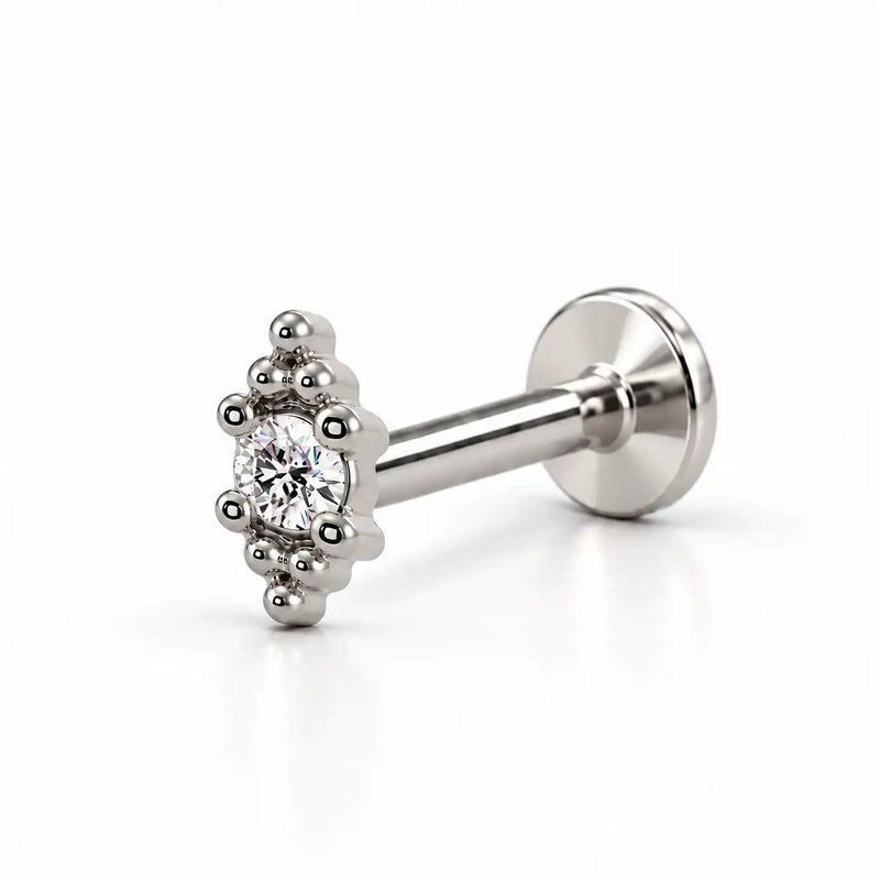 Bali Blossom Nose Ring in 14k white gold — flat back style