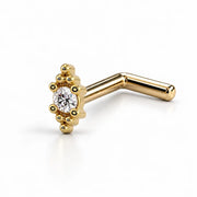 Bali Blossom Nose Ring in 14k yellow gold — L-post style