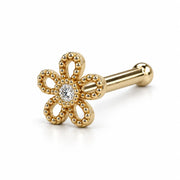 Diamond Daisy Nose Ring in 14k yellow gold — bone post style