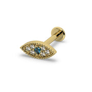 Evil Eye Diamond Nose Ring in 14k yellow gold — flat back style