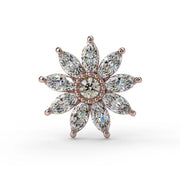 Rose gold jasmine flower diamond stud