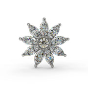 White gold jasmine flower diamond stud