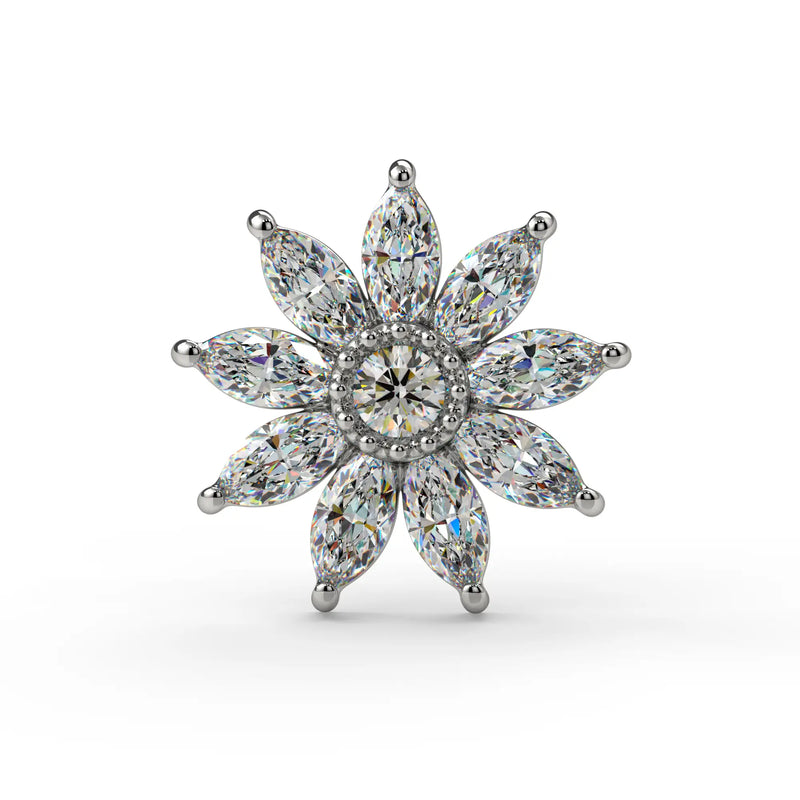 White gold jasmine flower diamond stud