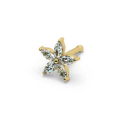 Starflower Diamond Nose Ring in 14k yellow gold — bone post style