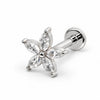 Starflower Diamond Nose Ring in 14k white gold — flat back style