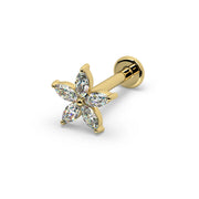 Starflower Diamond Nose Ring in 14k yellow gold — flat back style