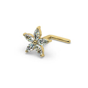 Starflower Diamond Nose Ring in 14k yellow gold — L-post style