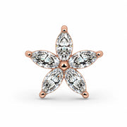Starflower Diamond Nose Ring in 14k rose gold — five marquise diamonds arranged in a flower